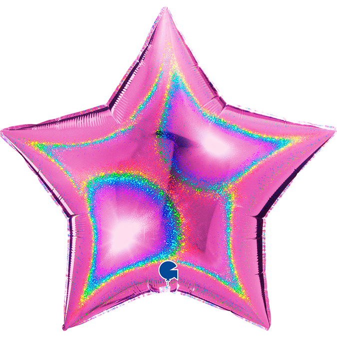 Star 36" Glitter Holographic Fuxia