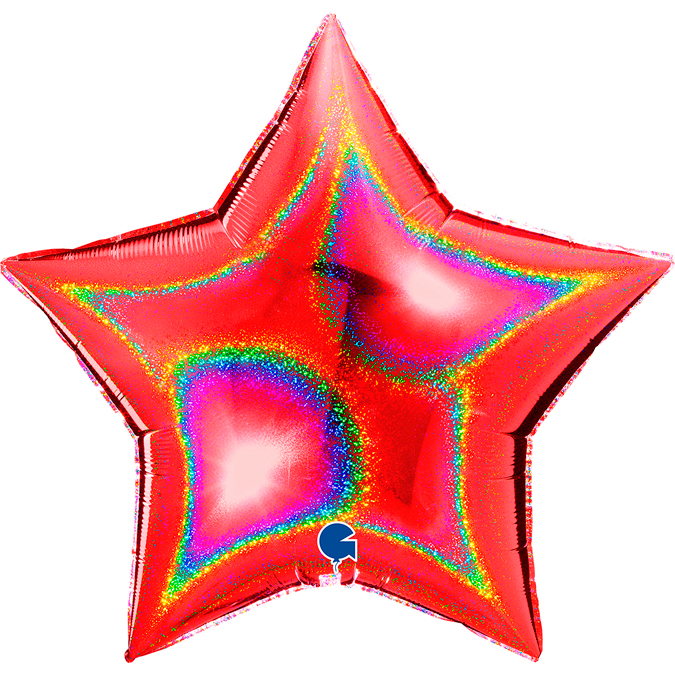 Star 36" Glitter Holographic Red
