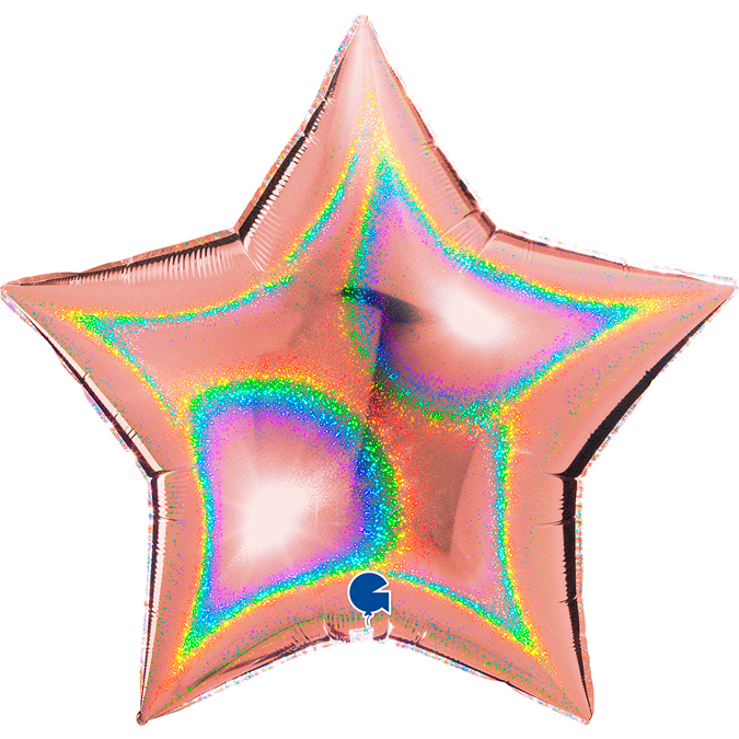 Star 36" Glitter Holographic Rose Gold