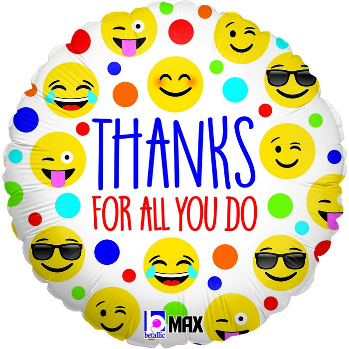 18" round Thanks Emoji