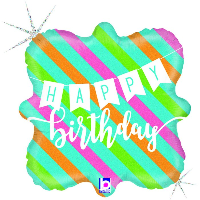 18"  shape Birthday Banner & Stripes