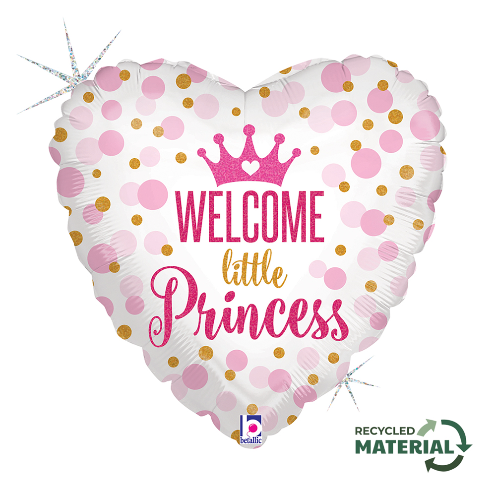 18" heart Baby Princess Glitter