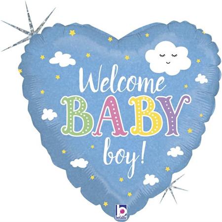 18" heart Welcome Baby Boy