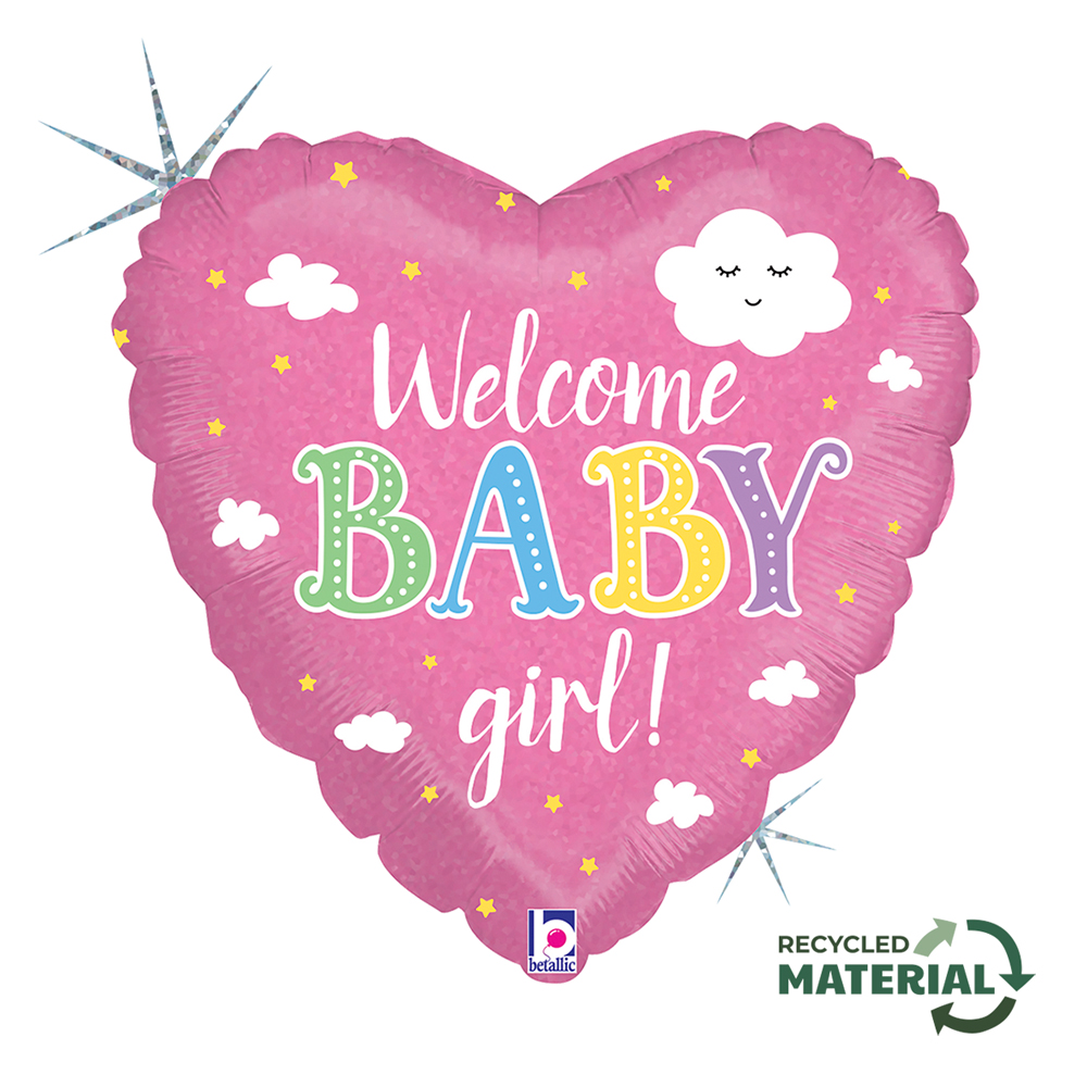 18" heart Welcome Baby Girl