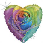15 shape Rainbow Rose Glitter Holog.  Size 18" / 36x36 cm