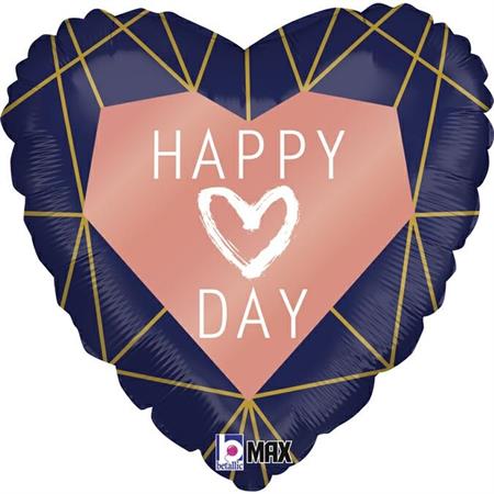 18" heart GEO NAVY happy day