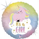 18" IT'S A  Girl Unicorn Pastel  Baby -