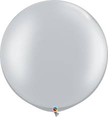 30" GIANT solid color METALLIC  SILVER   02CT  QUALATEX PLAIN LATEX