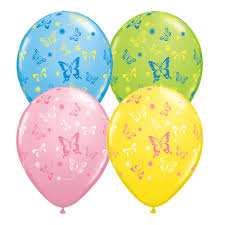 11" baby BUTTERFLIES YELLOW, PINK, PALE BLUE & LIME GREEN (50CT)