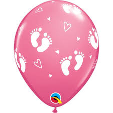 11" BABY FOOTPRINTS & HEARTS ROSE (25CT)