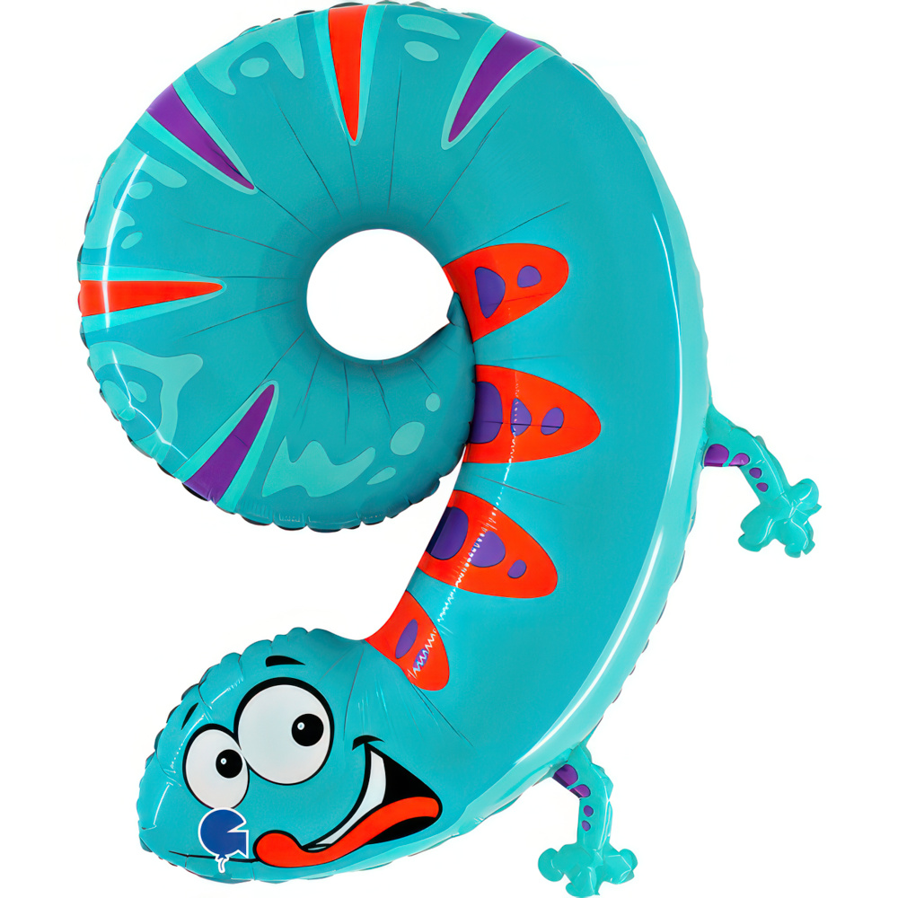 Number Animaloons 9 Gecko 40" Single Pack