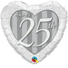 Happy 25th Damask Heart - Size and shape: 18" Heart