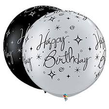 30"GIANT birthday BLACK&SILVER 02CT BDAY SPARKLES & SWIRLS-A-RND