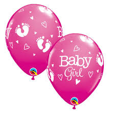 11" BABY GIRL FOOTPRINTS & HEARTS   WILD BERRY    25CT