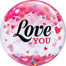 22" SINGLE BUBBLE HEARTS  LOVE YOU CONFETTI

QUALATEX