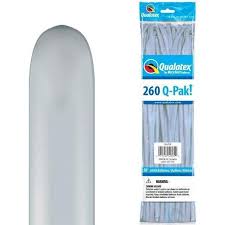 260 Q-PAK entertainer SILVER          50CT  QUALATEX PLAIN LATEX