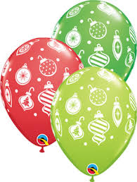 11" stampati special event  CHRISTMAS ORNAMENTS & DOTS RED, SPRING GREEN & LIME (25CT