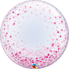 24"  DECO BUBBLE stampati CONFETTI DOTS PINK    01CT

QUALATEX
