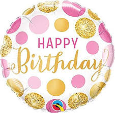 PINK &amp; GOLD DOTS BIRTHDAY 9" FLAT