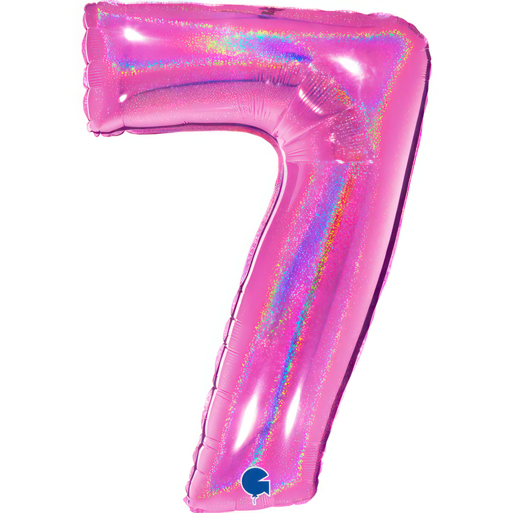 Number 7 Holo Glitter Fuxia 40" Single Pack