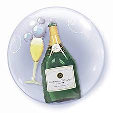 BUBBLY WINE BOTTLE & GLASS 24" DOUBLE BUBBLE