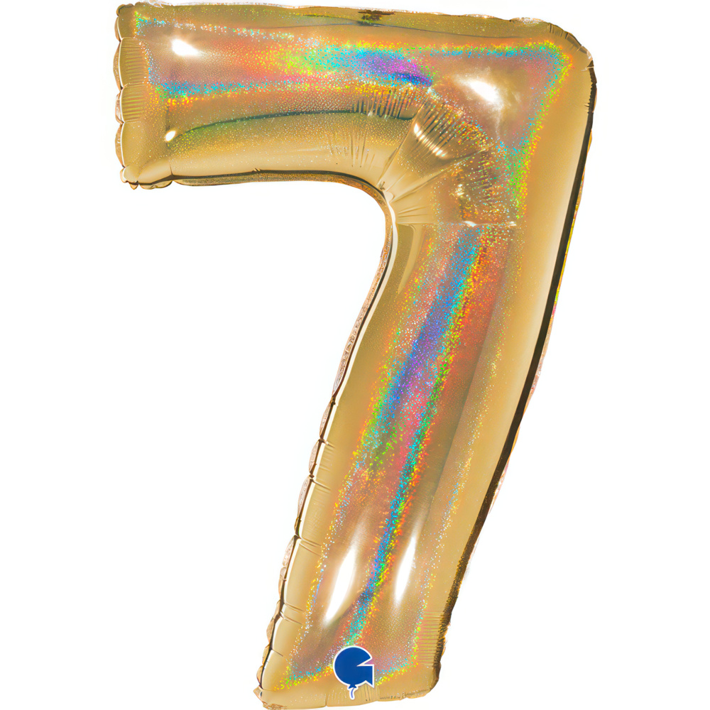 Number 7 Holo Glitter Gold5 40" Single Pack