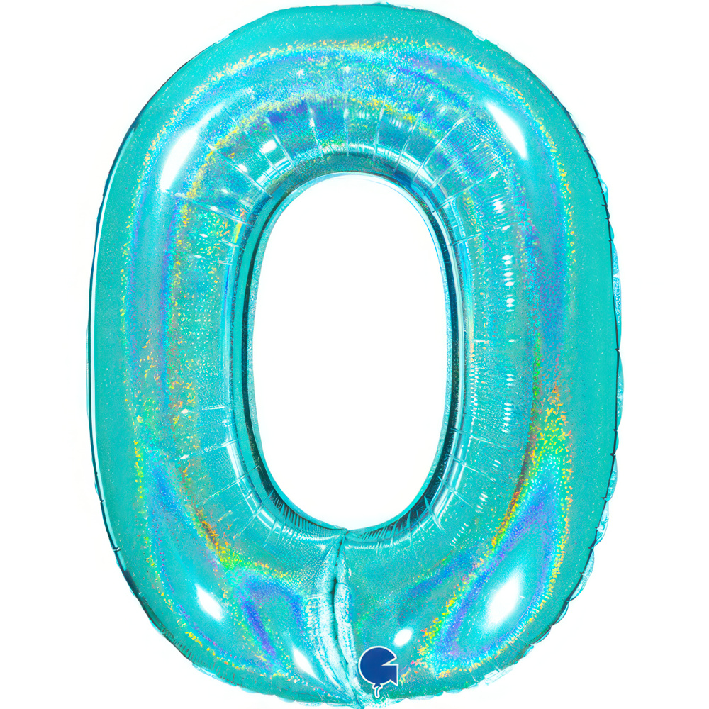 Number 0 Holo Glitter Tiffany 40" Single Pack