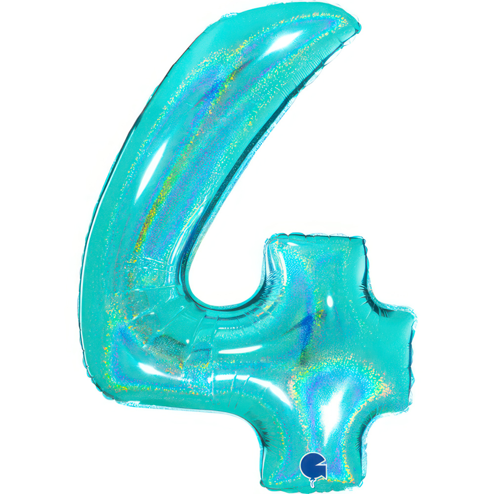 Number 4 Holo Glitter Tiffany 40" Single Pack