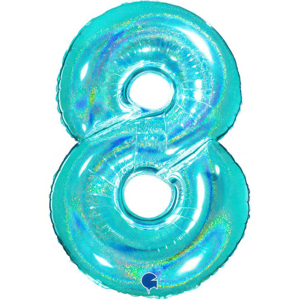 Number 8 Holo Glitter Tiffany 40" Single Pack