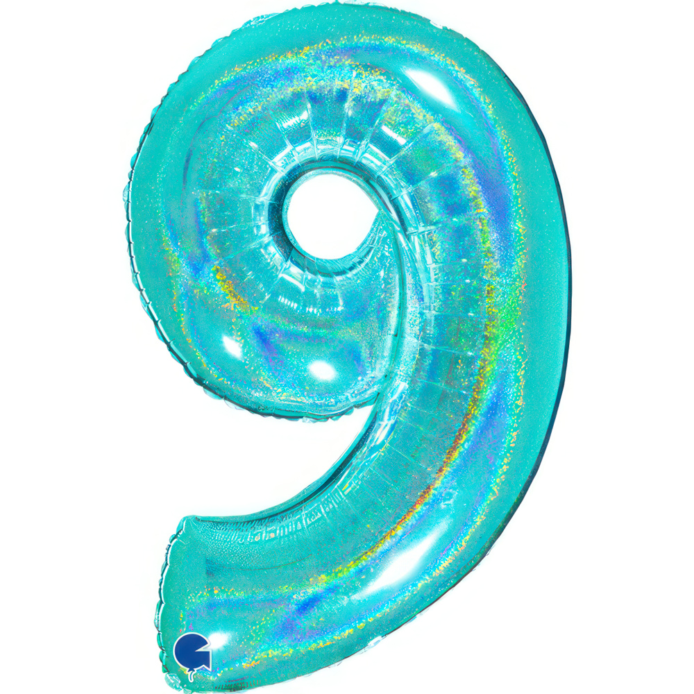 Number 9 Holo Glitter Tiffany 40" Single Pack