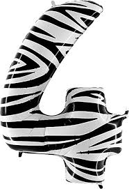 Number 4 Zebraloons 40"Single Pack
