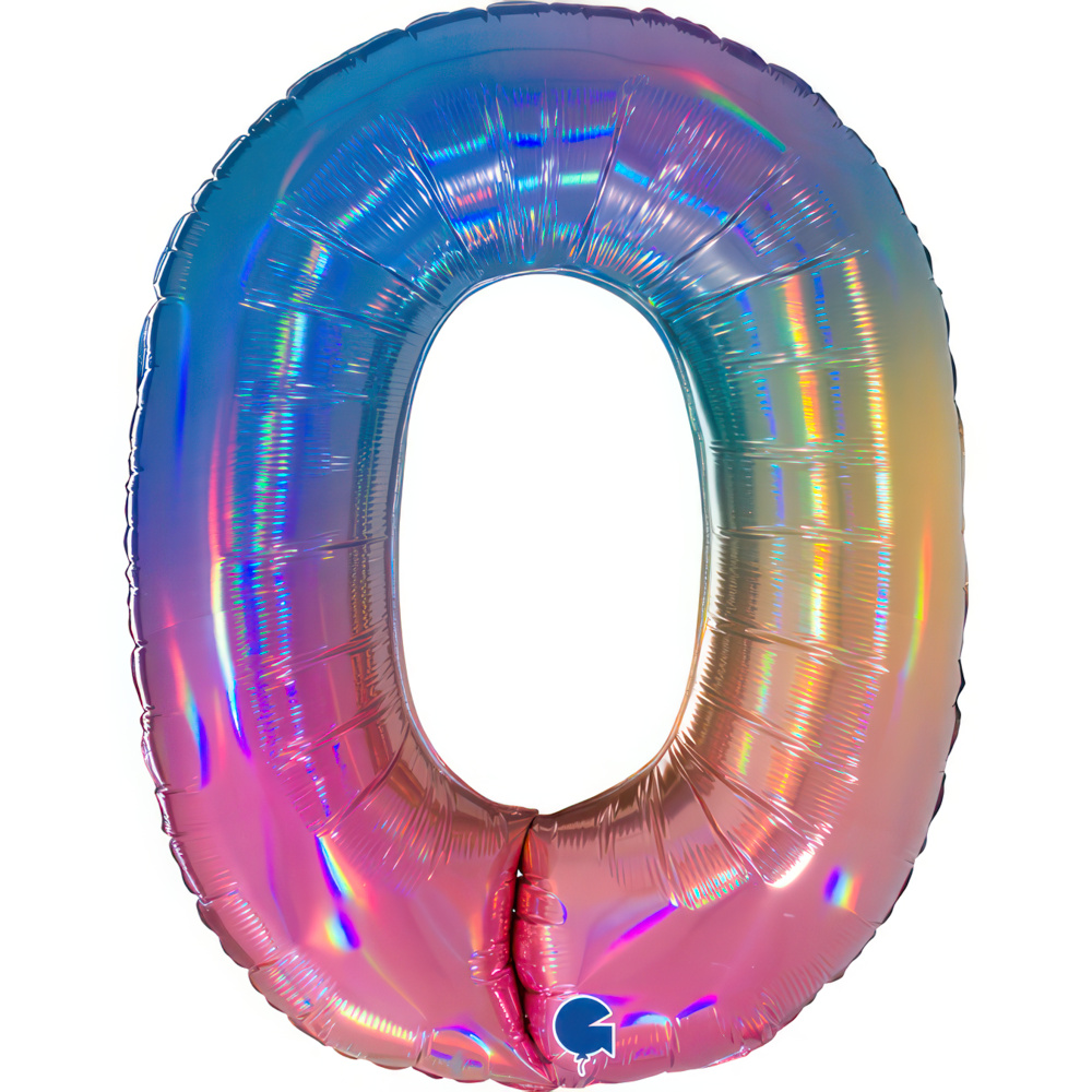 Number 0 Colourful Rainbow 40"  Single Pack