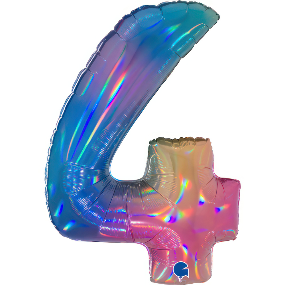 Number 4 Colourful Rainbow 40" - Single Pack