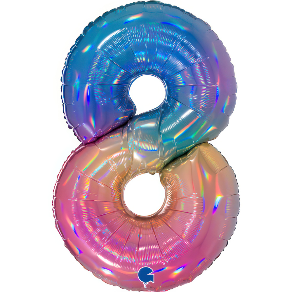 Number 8 Colourful Rainbow 40" Single Pack