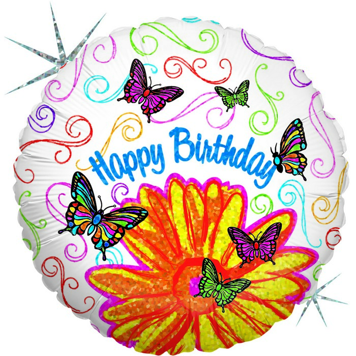 36" round Pop Art Butterfly Birthday