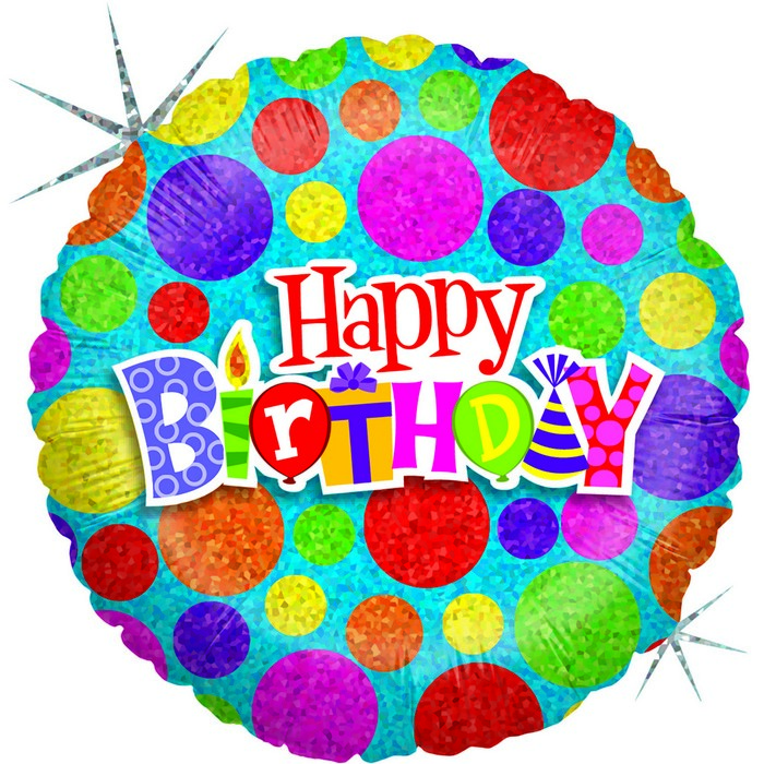 36" round Dot Dot Birthday