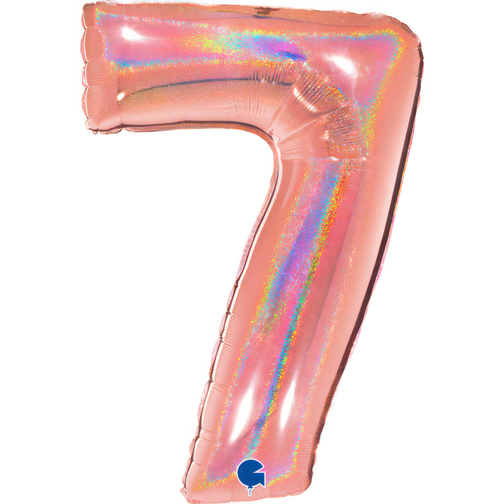Number 7 Holo Glitter Rose Gold New 40" Single Pack