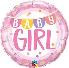 Baby Girl Banner & Dots - Size and shape: 18" Round