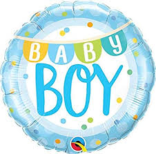 Baby Boy Banner & Dots - Size and shape: 18" Round