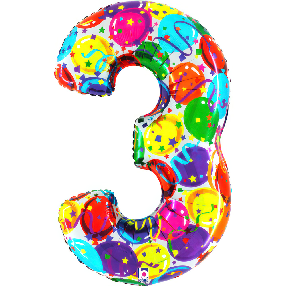 Number 3     Party Megaloon 40" Single Pack