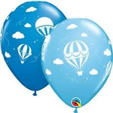 11" baby HOT AIR BALLOONS PALE BLUE & DARK BLUE (25CT)