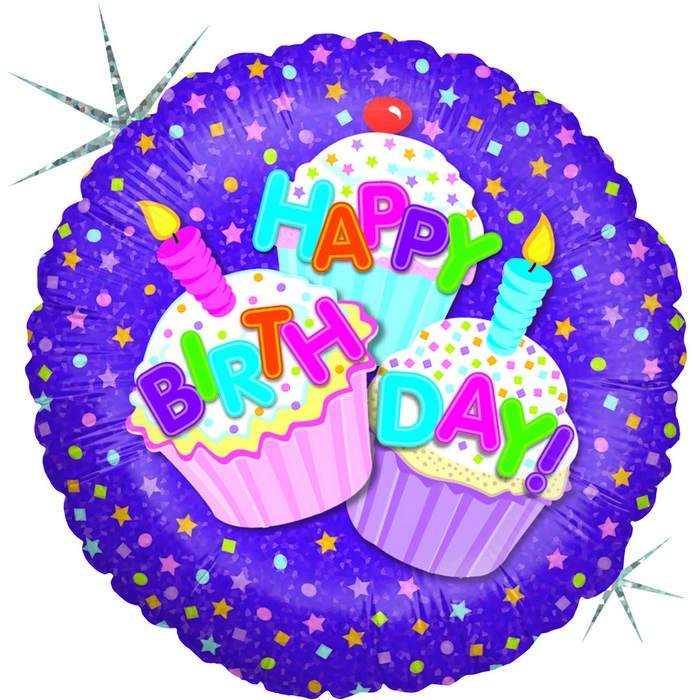 18"  d Happy Birthday Cupcake