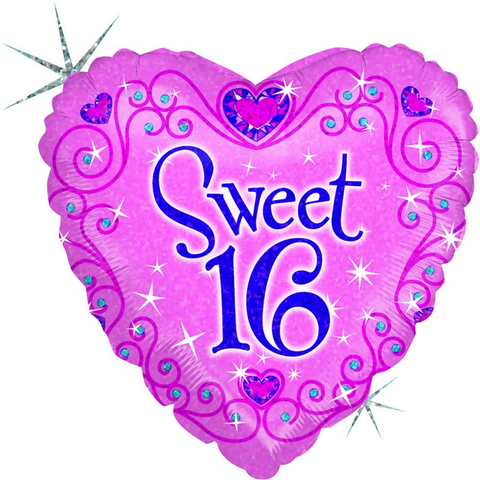 18" heart Sweet 16 Sparkles"