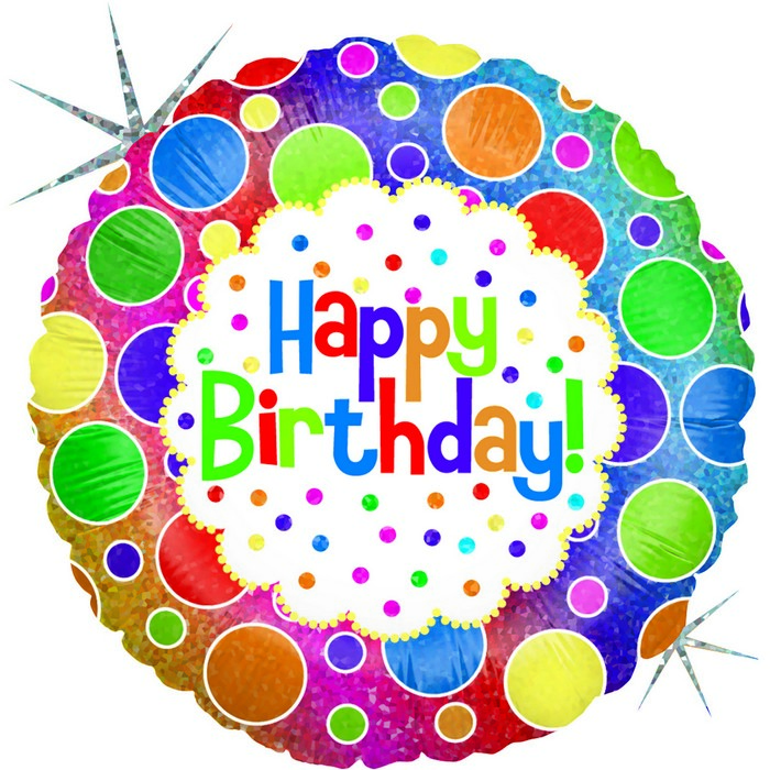 18" Rainbow Dots Birthday18"