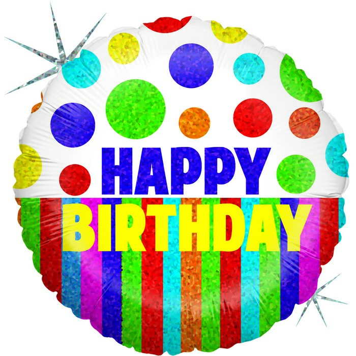 18" Happy Dots Birthday Stripes