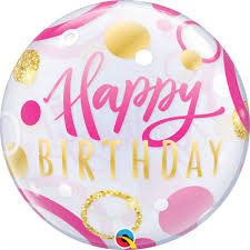 22" SINGLE BUBBLE birthday PINK & GOLD DOTS BIRTHDAY

QUALATEX