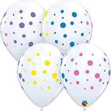 11" stampati POLKA DOTS COLORFUL WHITE (50CT)