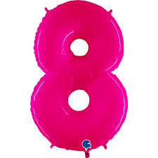 Number 8     Shiny Special Pink Fluo 40" Single Pack