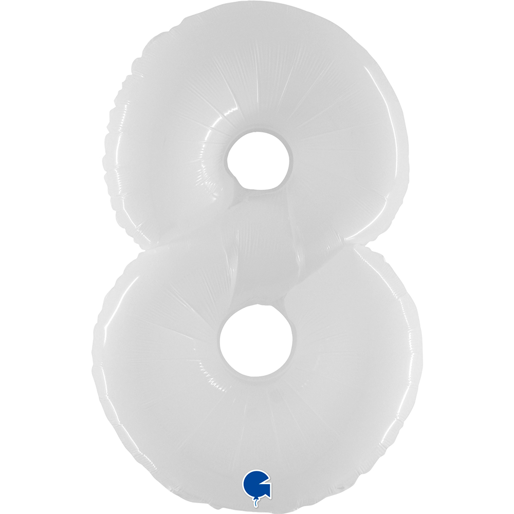 Number 8     Shiny  White Fluo 40" Single pack