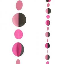 PINK & BLACK CIRCLES 1.2m BALLOON TAILS